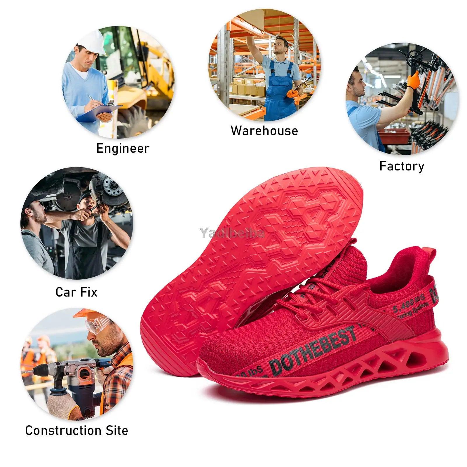 Durable Unisex Steel Toe Safety Shoes by Cloud Discoveries - Lightweight Puncture-Proof Work Sneakers for Men and Women.