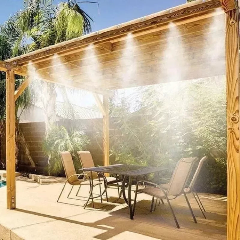 A high-quality Misting Cooling System set designed for outdoor and garden use from Cloud Discoveries. With its energy-efficiency and durability, it is the perfect solution to the sweltering heat. It comes complete with multiple set sizes, irrigation tubing, fittings, a faucet connector, and more. Ideal for enhancing the ambiance of lawns, patios, and greenhouses, it contributes to a healthier outdoor environment. Simple to install and attaches to any standard outdoor faucet.