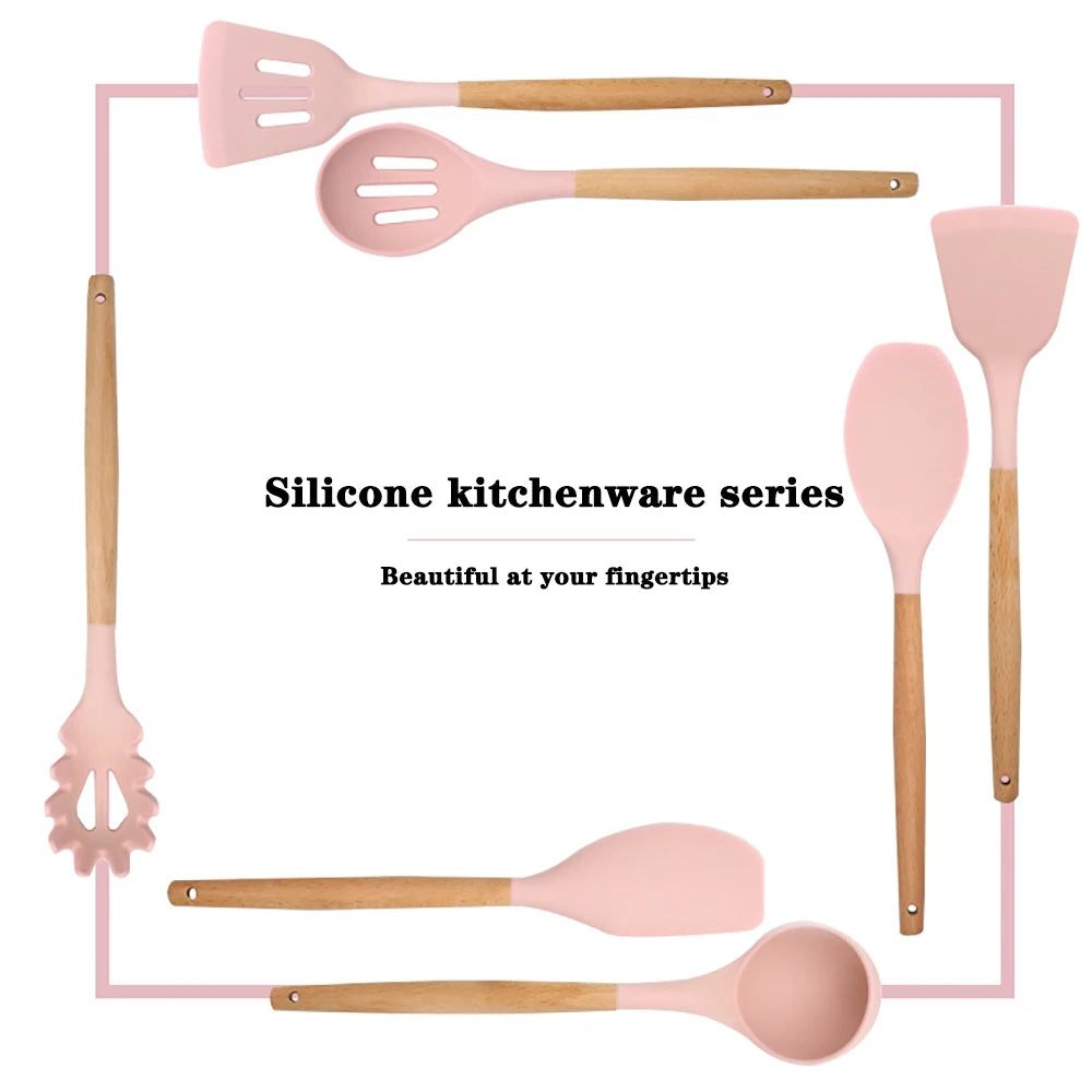 Silicone Kitchenware Cooking Utensils Set - Eco-Friendly Non-Stick Utensils