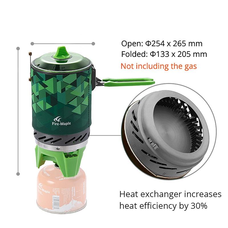 Portable gas stove, X2 Outdoor Gas Stove Burner, Tourist, Portable Cooking System, Heat Exchanger, Pot, FMS-X2 Camping Hiking Gas Cooker, clouddiscoveries.com