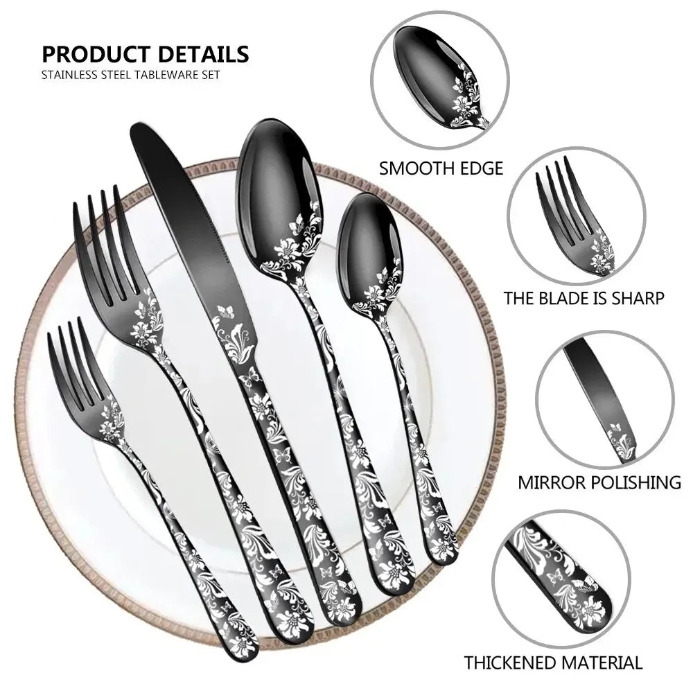 Stainless Steel 20pc Dining Cutlery Set - Cloud Discoveries Steak Knife, Fork, Spoon Kit