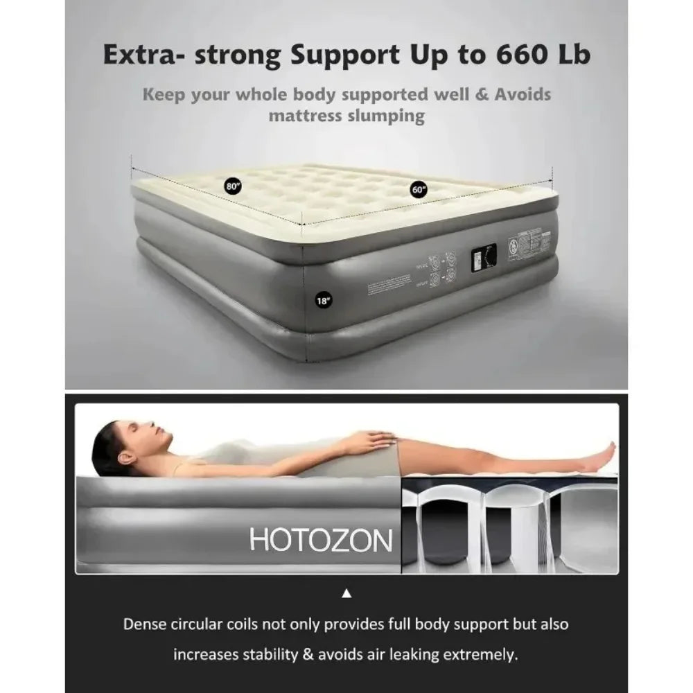 Luxury Queen Inflatable Mattress with Built-in Pump for Home Tatami