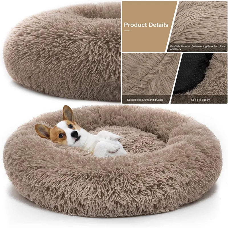Cloud Discoveries Donut Cuddler Dog Bed - Ultra Soft Pet Cushion - CloudDiscoveries.com