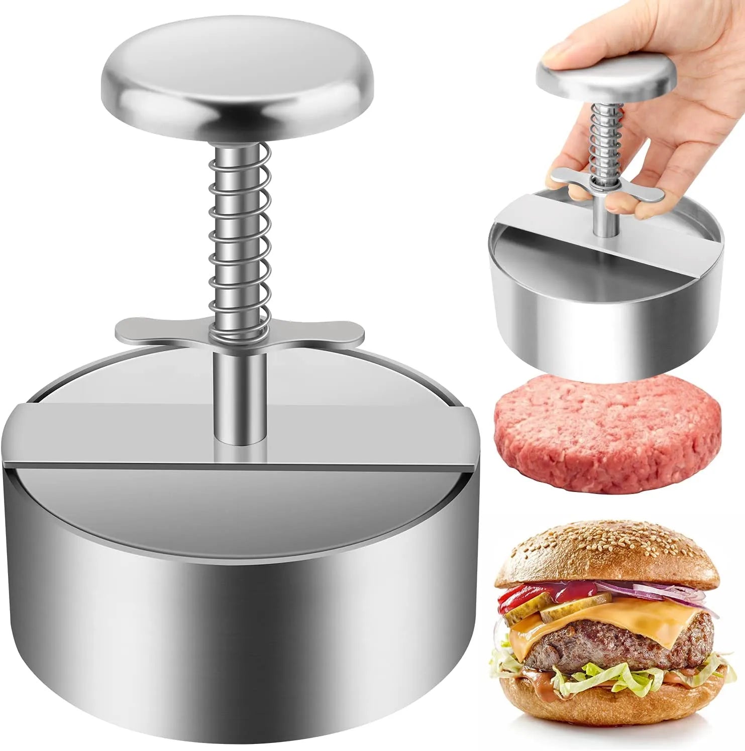 Stainless Steel Burger Patty Maker - Grill Meat Tool