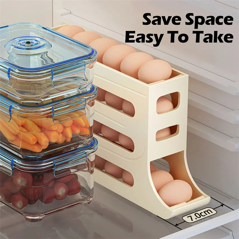 Automatic Egg Rack Holder - Refrigerator Organizer