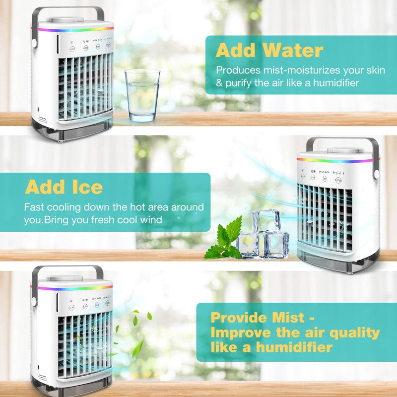 Portable Air Conditioner, Mini Fan Cooler, Air Cooler, USB Air Conditioning, 3 Gear Speed, Air Cooling Fan, Humidifier, for Home Office, camping, bedroom, clouddiscoveries.com
