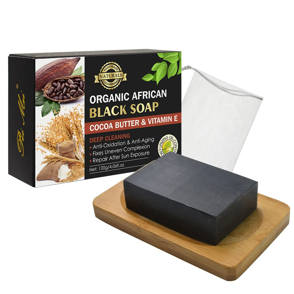 Organic African Black Soap with Vitamin E & Bamboo Charcoal
