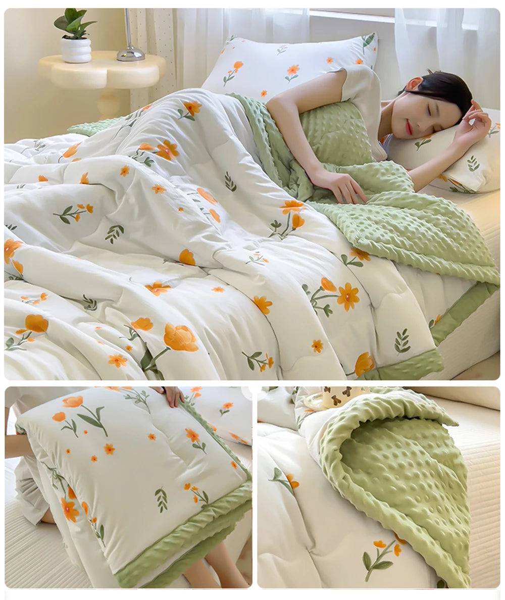 Cloud Discoveries Warm Autumn Winter Pea Fleece Blanket Plaid Thickened Sleep Cover Cartoon Bedding cover Bedspread on the bed - Cozy fleece blanket perfect for chilly nights, featuring a cute cartoon pattern, ideal for snuggling and staying warm during winter.