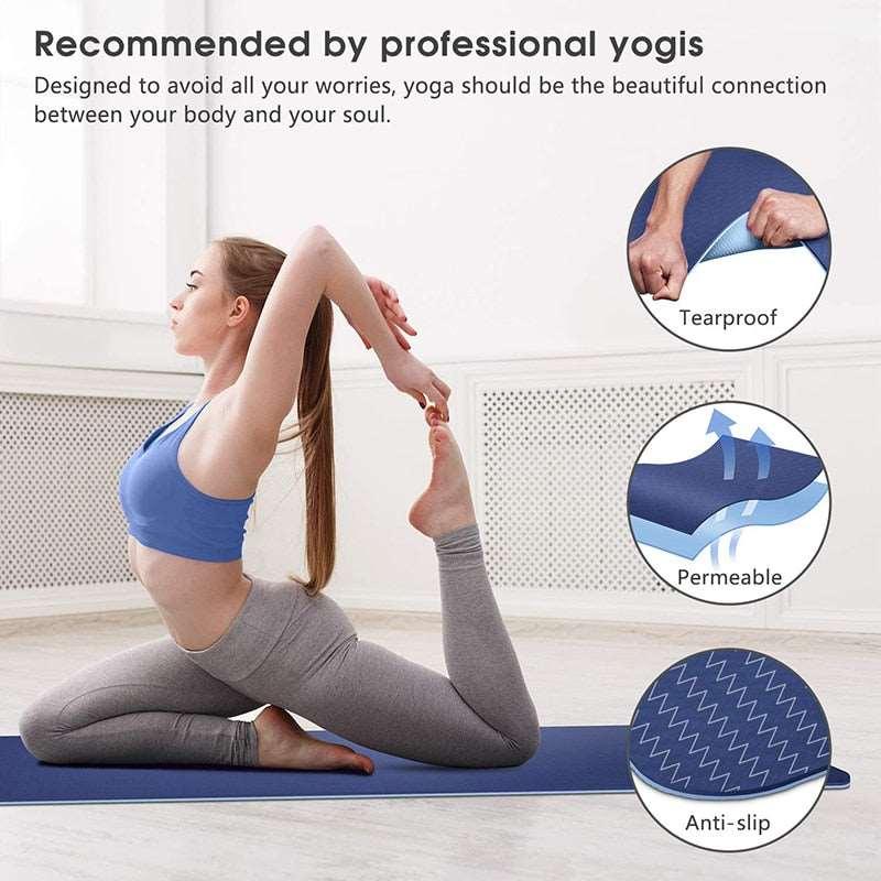 Yoga Mat, Position Line, 6mm, Non-Slip, Double Layer, Sports Exercise Pad, Beginner, Home, Gym, Fitness, Gymnastics, Pilates, clouddiscoveries.com