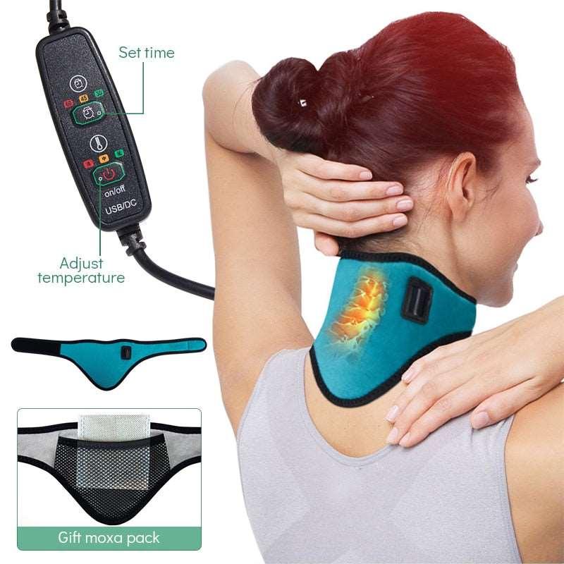 Electric, Heating, Neck Brace, Cervical, Vertebra, Fatigue, Therapy, Reliever,  Neck, Pain, Relieve, Strap, Moxibustion, Health, Care, Tool, clouddiscoveries