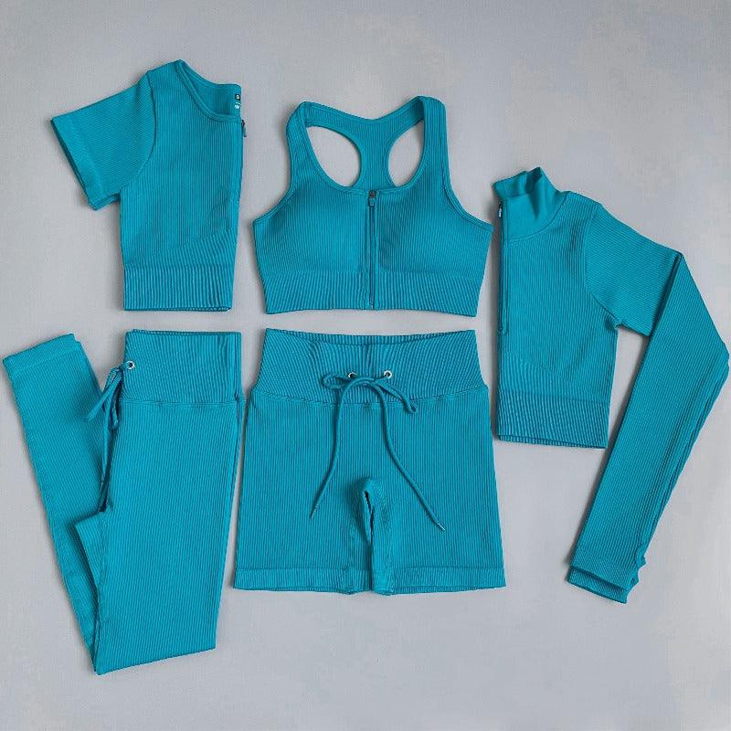 Women's, tracksuit, Seamless, Yoga, Set, Workout, Sportswear, Gym, Clothing, Drawstring, High Waist, Leggings, Fitness, Sports, Suits, clouddiscoveries.com