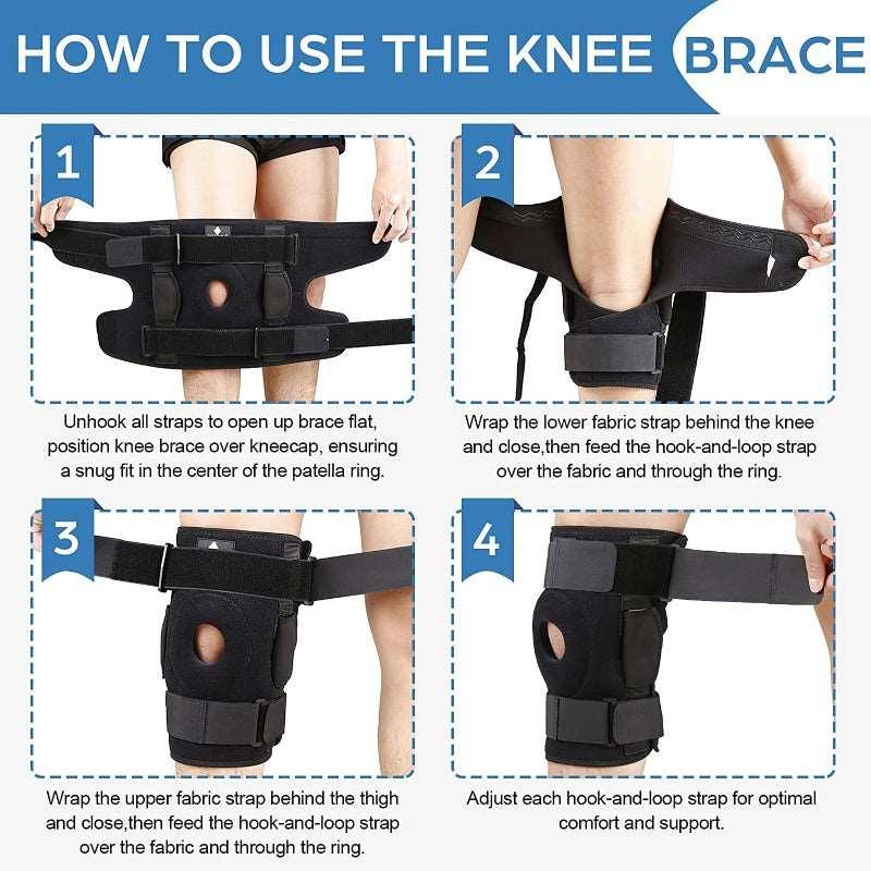 Knee Brace, Dual Metal Side Stabilizers, Knee, Support, Adjustable, Compression, Breathable, Patella, Protector, Arthritic, Guard, clouddiscoveries,