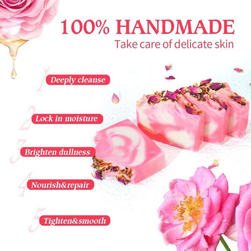 Handmade Rose Soap, Skin Care, Yoni Cleaning Soap, Whitening Cold Press Essential Oil, Lightening Nourishing Face Bath, Natural Soap, CloudDiscoveries.com