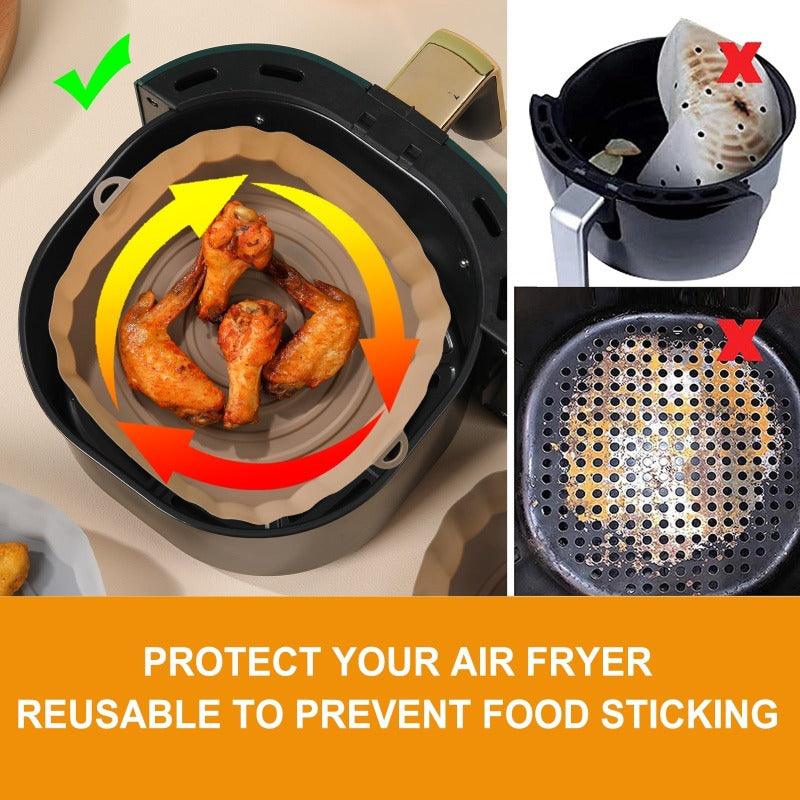 4pcs, Silicone, Air Fryer Basket, Airfryer, Oven, Mold, Baking, Tray, Pizza, Fried Chicken, Basket, Reusable, Pan, Liner, Accessories, clouddiscoveries