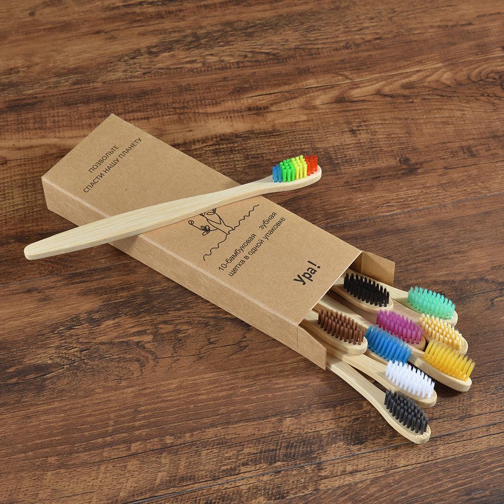 Colorful Natural Bamboo Toothbrush Set