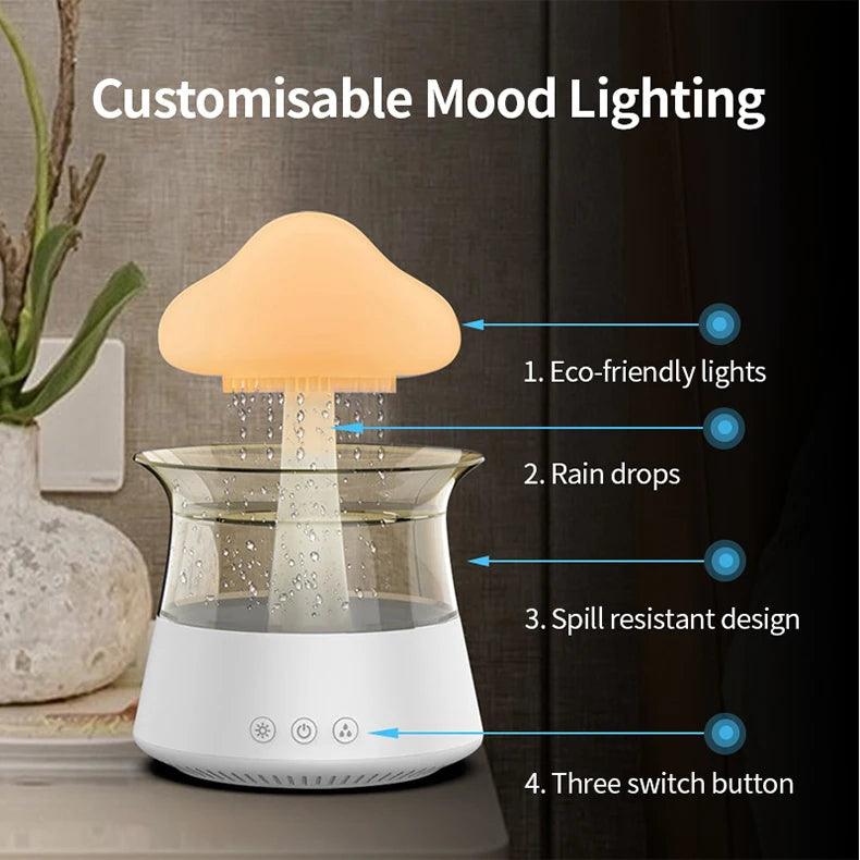 Cloud Discoveries 450ml Mushroom Rain Cloud Air Humidifier - Essential Oil Diffuser with Colorful Night Light.