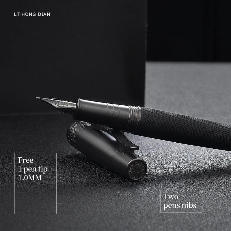Titanium Black Business Fountain Pen - LT Hongdian 6013