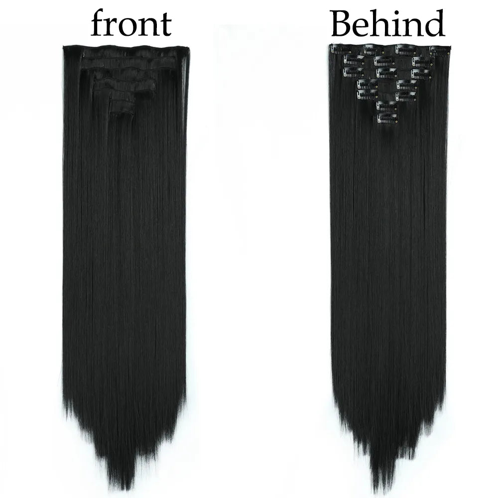 Cloud Discoveries 24-Inch 16 Clips-In Hair Extensions - Long Straight Synthetic Hairpieces