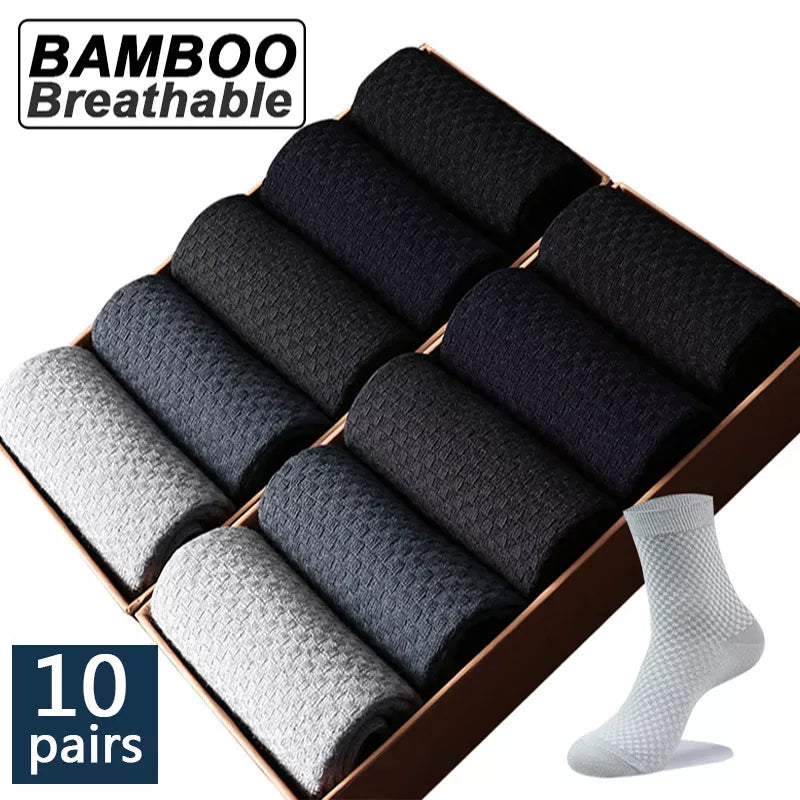 Men's Bamboo Fiber Compression Socks - Pack of 10