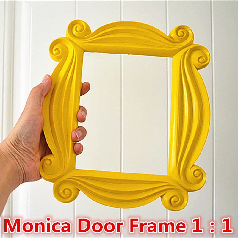 Cloud Discoveries Handmade Monica Door Frame Wood Yellow Photo Frame - TV Series Friends Collectible for Home Decor - Modern Style Rectangle Mirror Frame - Single-frame Pack - Size: 25.5cm x 20.5cm x 1.5cm