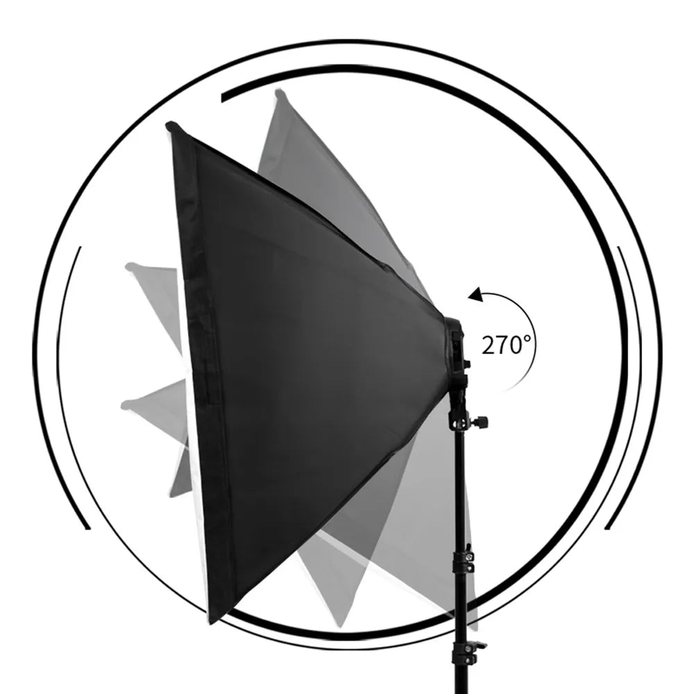 Photography 4-Lamp Softbox Lighting Kit 50x70CM, E27 Base for Studio Shoots