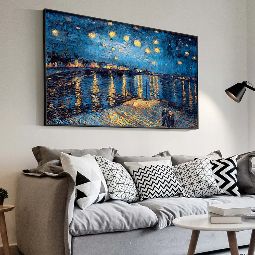 Cloud Discoveries Van Gogh Starry Night Canvas Replica for Living Room Decor