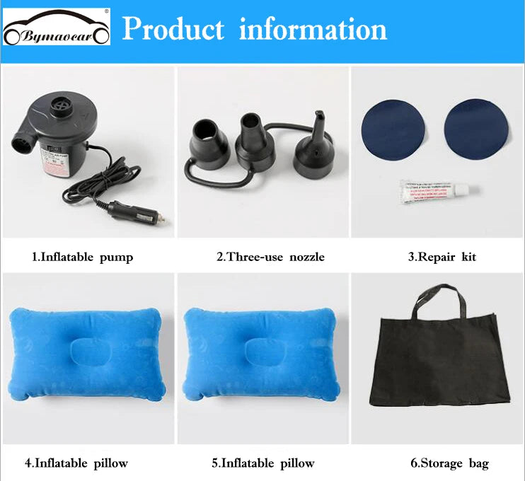 Inflatable Car Mattress for Outdoor Camping - Portable and Comfortable Car Bed - PVC Flocking Material