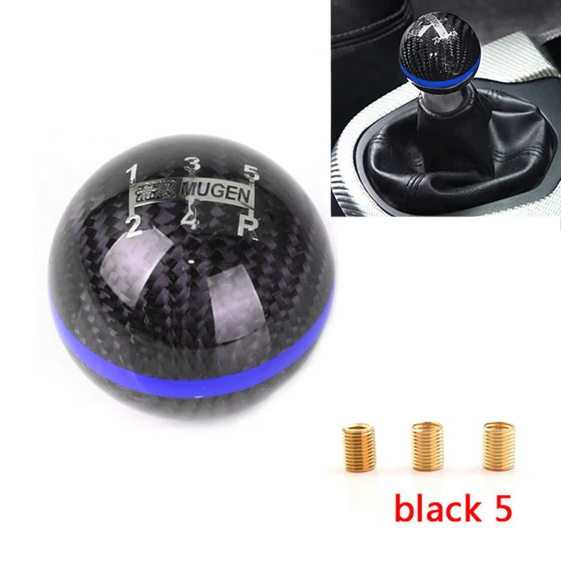 Carbon Fiber Gear Shift Knob in Black/Red Line Design by Cloud Discoveries for Honda, Acura, Toyota, Nissan Vehicles - Enhance Your Driving Experience with Style and Precision