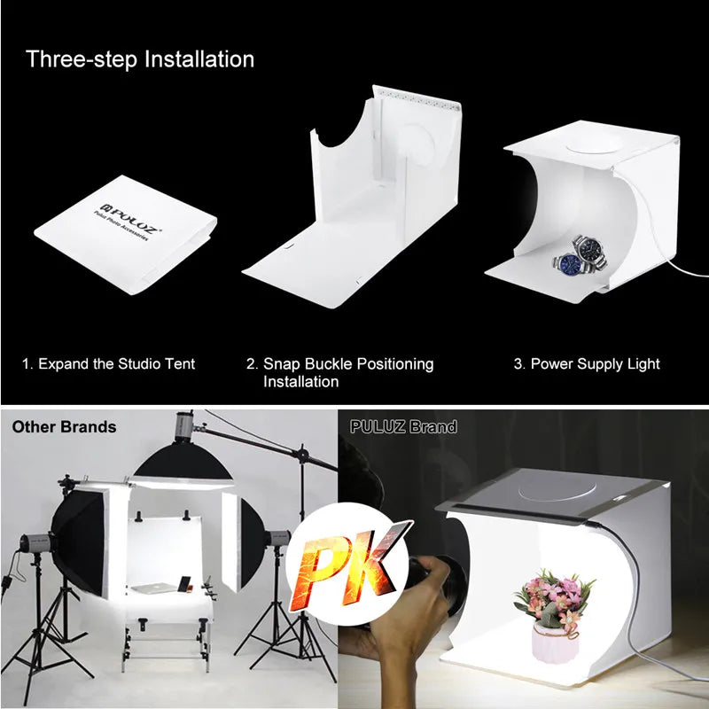 Cloud Discoveries Desktop Photo Studio - Portable Tabletop Shooting Light Box with LED Lights and Softbox - 6 Colors