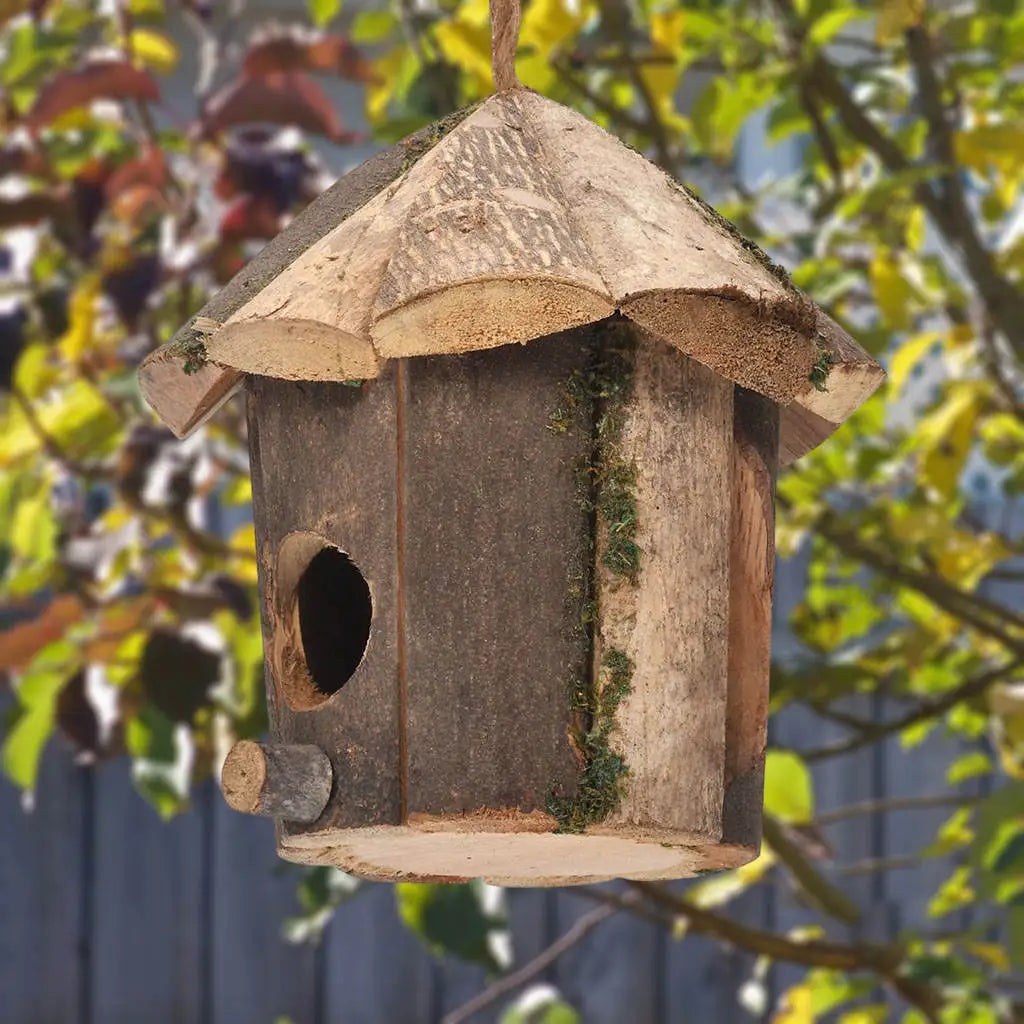 Outside Wooden Bird Nest - Natural Decor Hummingbird House