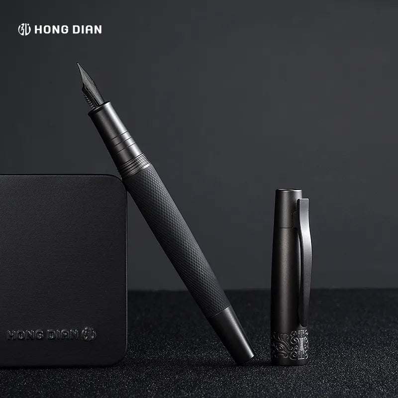 Titanium Black Business Fountain Pen - LT Hongdian 6013