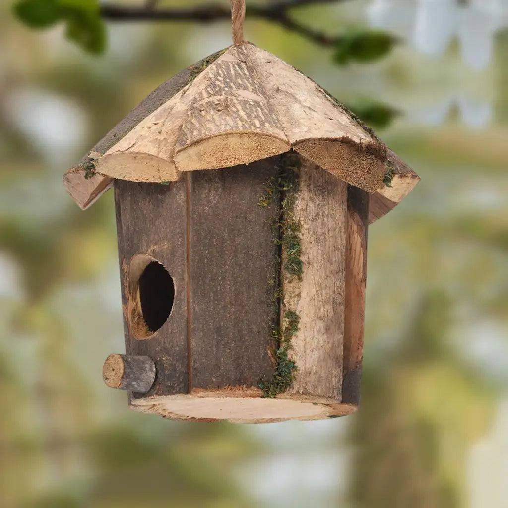 Outside Wooden Bird Nest - Natural Decor Hummingbird House