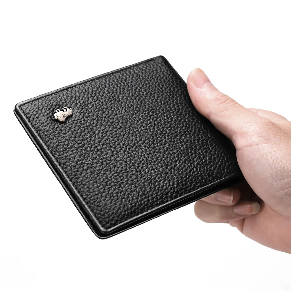 Cloud Discoveries RFID Luxury Leather Bifold Wallet - Model N4470: Genuine leather wallet with RFID protection, zipper coin purse, and business card holder.