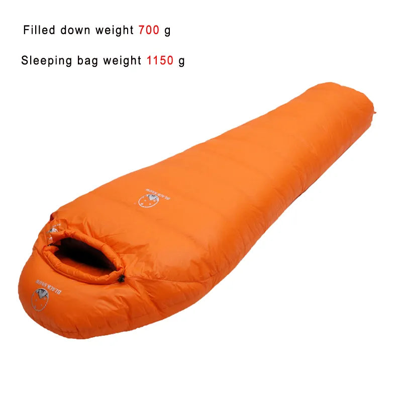 Warm White Goose Down Adult Mummy Sleeping Bag - Winter Camping Essential