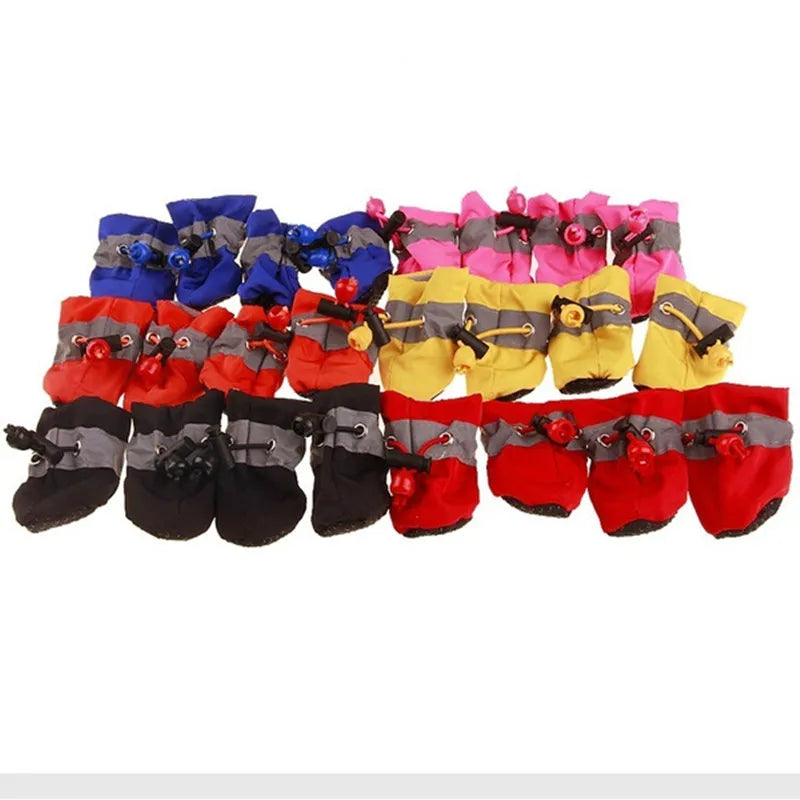 Waterproof Pet Dog Shoes - 4pcs/set Anti-slip Rain Boots for Small Cats and Dogs