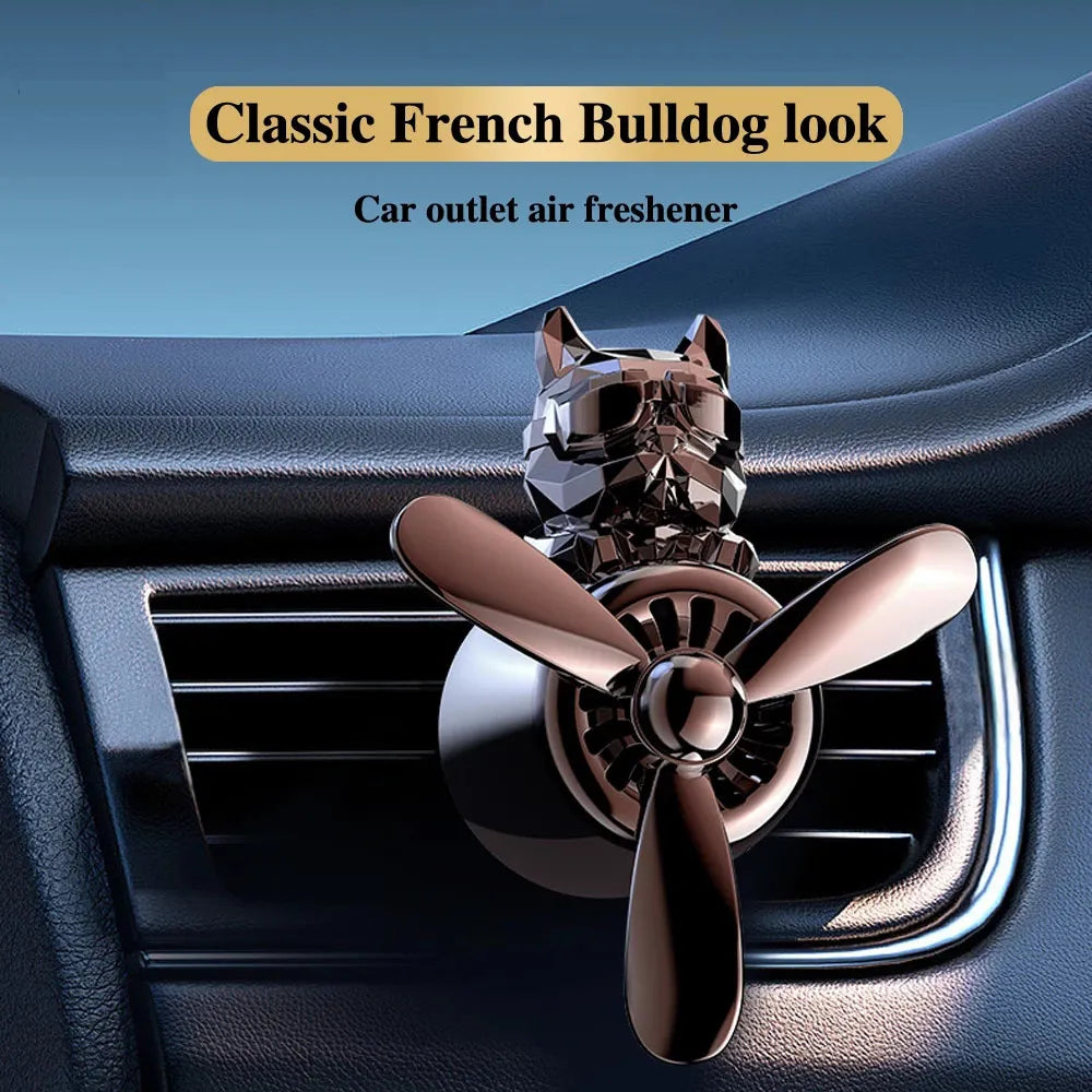 Cloud Discoveries AeroBreeze Car Fragrance - Cool Bulldog Pilot Rotating Propeller Air Outlet Perfume