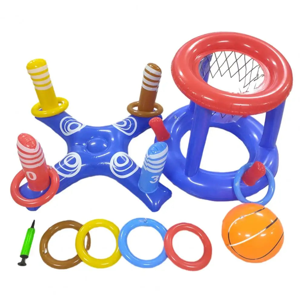 Inflatable Pool Basketball & Ring Toss Set for Kids & Adults