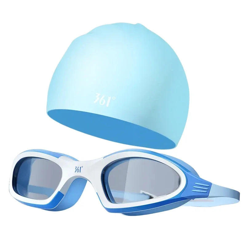 Pro Swim Goggles & Anti-Fog Cap Set for Men & Women