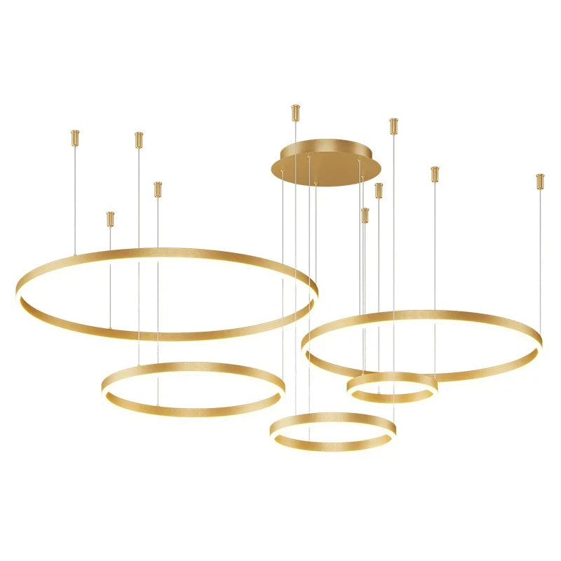 Modern LED Ceiling Chandelier Circular Ring Design with Remote Control, Brushed Finish, Iron Body Material, Shadeless Shade Type, Wedge Base Type, Dimmable LED Bulbs, Ideal for Living Room, Bedroom, Dining Room, Home Indoor Lighting Decor by MAVELAI.