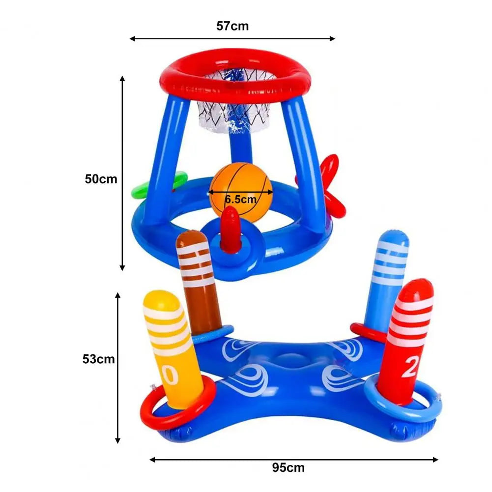 Inflatable Pool Basketball & Ring Toss Set for Kids & Adults