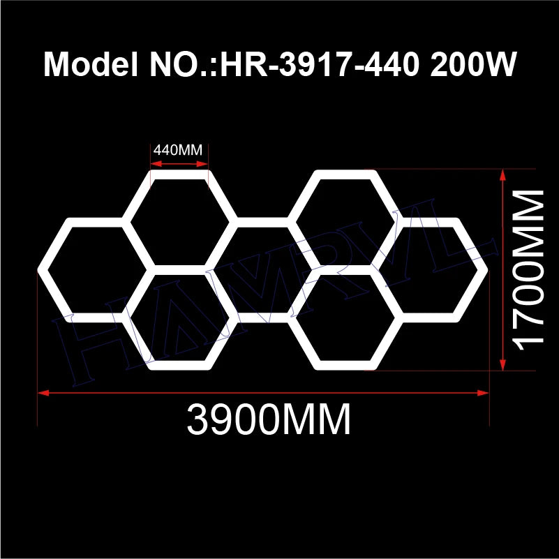 Hexagon LED Honeycomb Garage Lights - 110V-240V Workshop Tube Lighting for Auto Repair