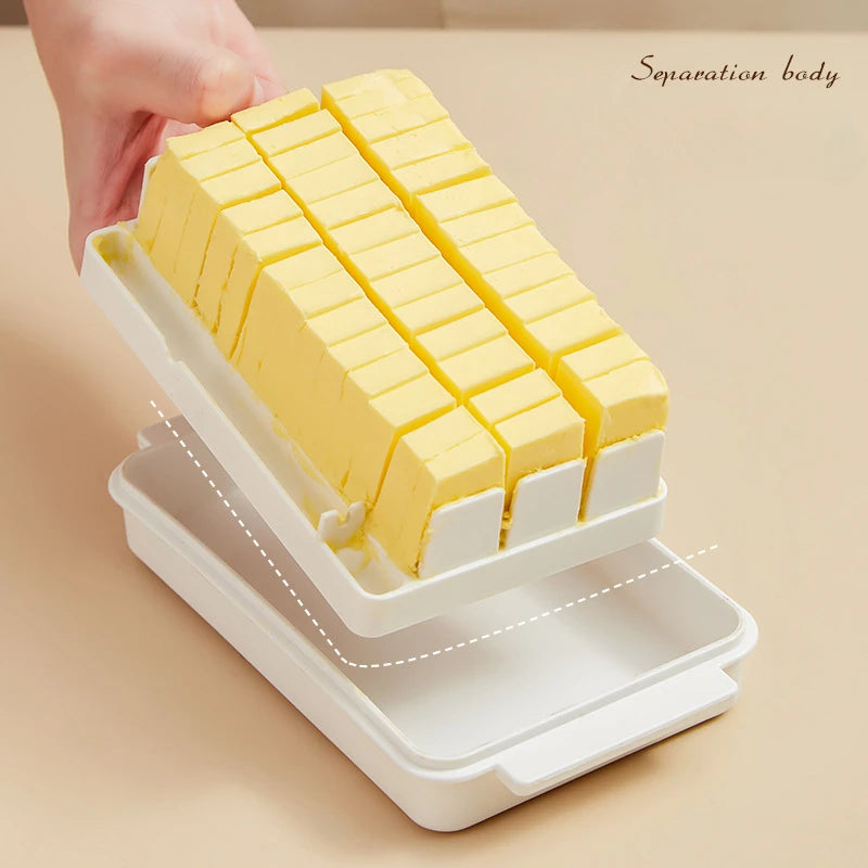 Butter Cutting Storage Box - Food-Grade PP Butter Dish with Slicer and Lid