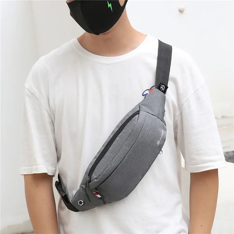 Men's Functional Waist Bag - Stylish and Practical Grey Belt Pouch