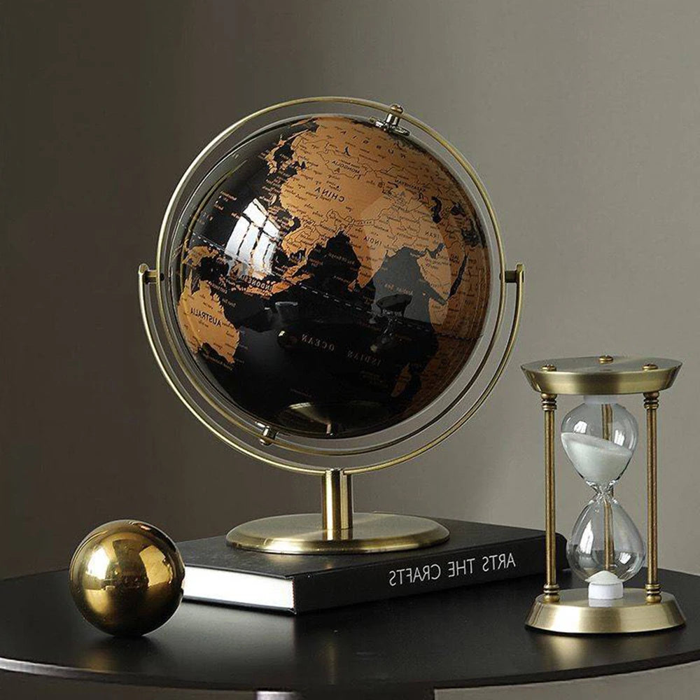 Cloud Discoveries Desktop Globe - Retro World Map Decor, Educational Geography Globe for Home and Office Use