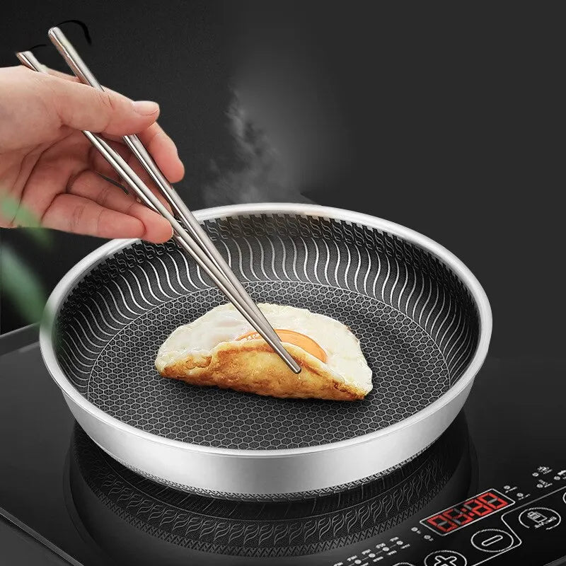 Cloud Discoveries Tri-Ply Stainless Steel Frying Pan with Double-sided Honeycomb Skillet