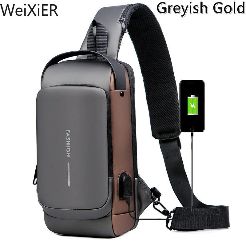 Men's Anti-Theft Chest Bag with USB Charging - Stylish Crossbody for School, Travel, and Sports