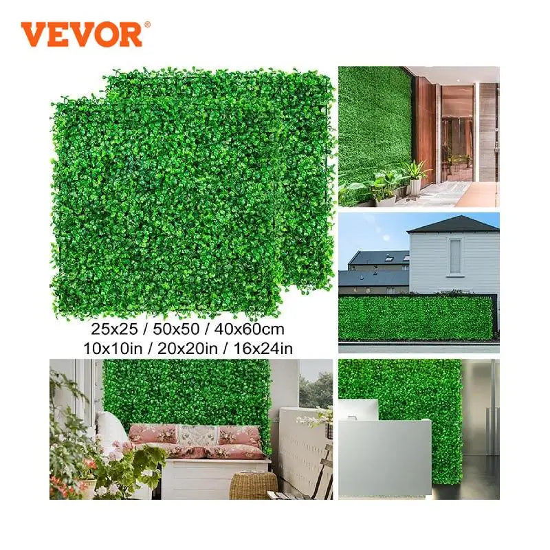 A beautifully crafted VEVOR Boxwood Hedge Wall Panel, an artificial plant decor that doubles as a privacy screen. The dense, lush and realistic greenery serves as an instant backdrop, perfect for enhancing barren walls or fences both indoors and outdoors. Its high-quality, UV resistant and lightweight materials ensure longevity and durability. Ideal for patios, garden fences, wedding backdrops, restaurants or cafes, this decor fosters tranquility and relaxation without the hassle of maintenance.