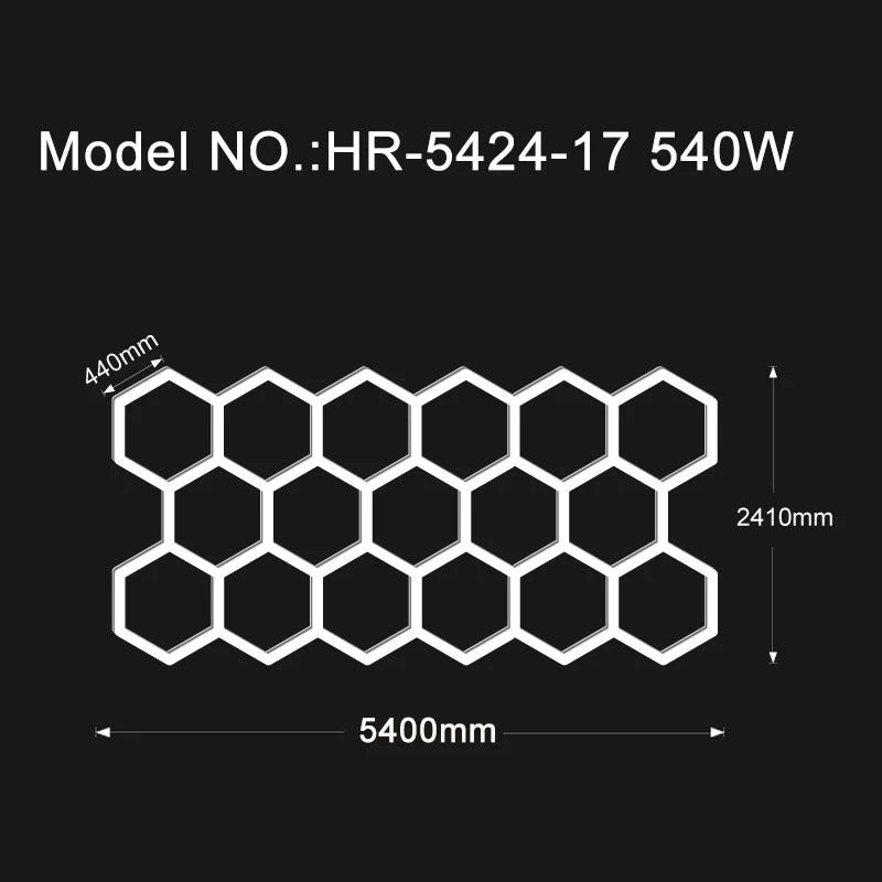 Hexagon LED Honeycomb Garage Lights - 110V-240V Workshop Tube Lighting for Auto Repair