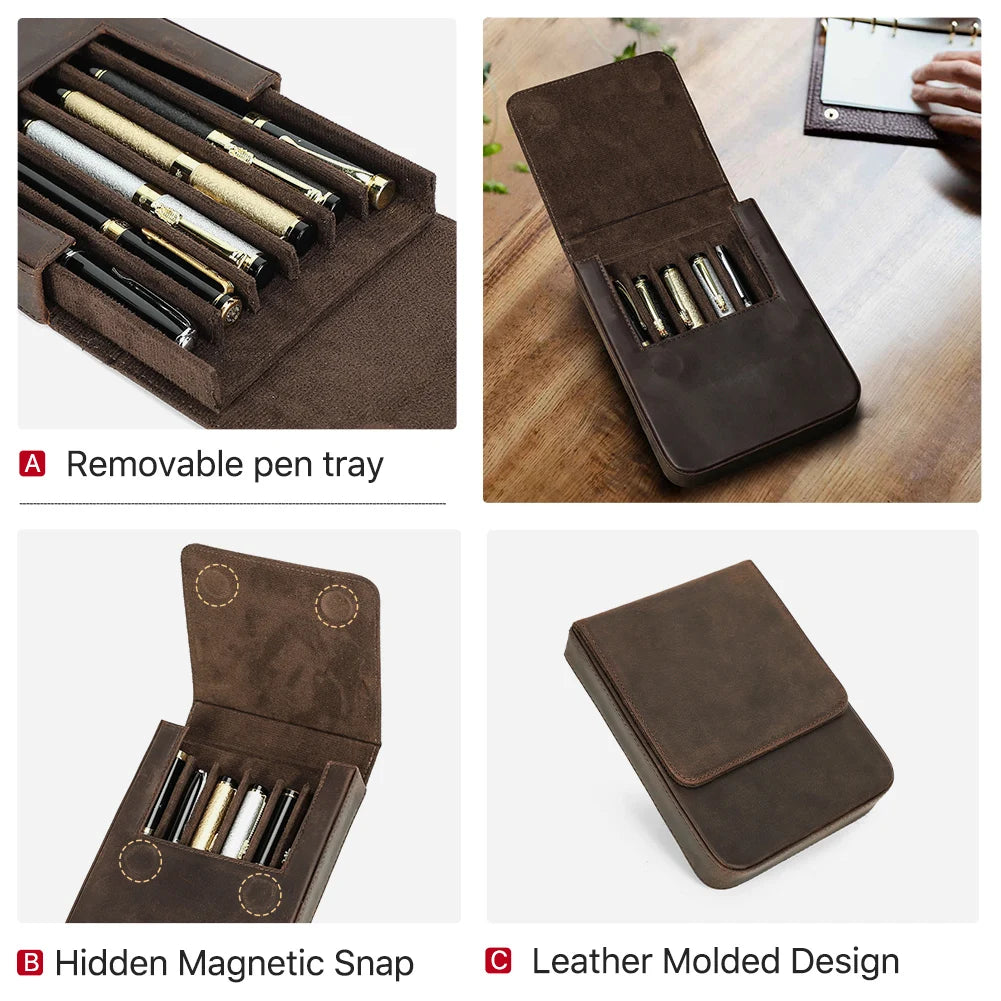 Handmade Leather Fountain Pen Case - Luxury Organizer for Men, Women, Boys, and Girls
