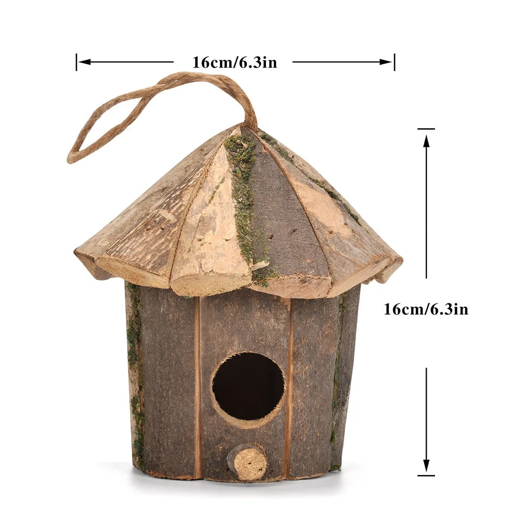 Outside Wooden Bird Nest - Natural Decor Hummingbird House